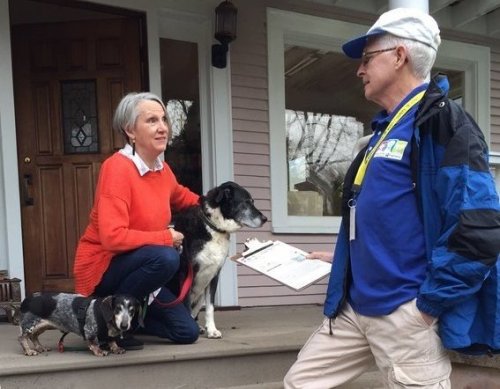 RASKC pet license canvasser with dog owner